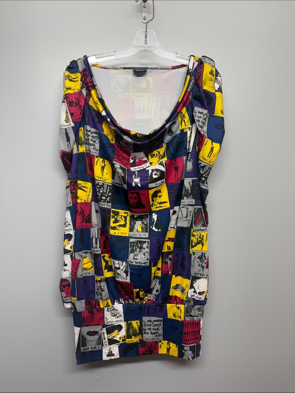 Miss Sixty Multicolor Graphic Print Cowl-Neck Midi Dress